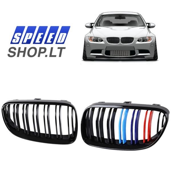 BMW 3 (E92-E93) LCI juodos blizgios grotelės su juostele